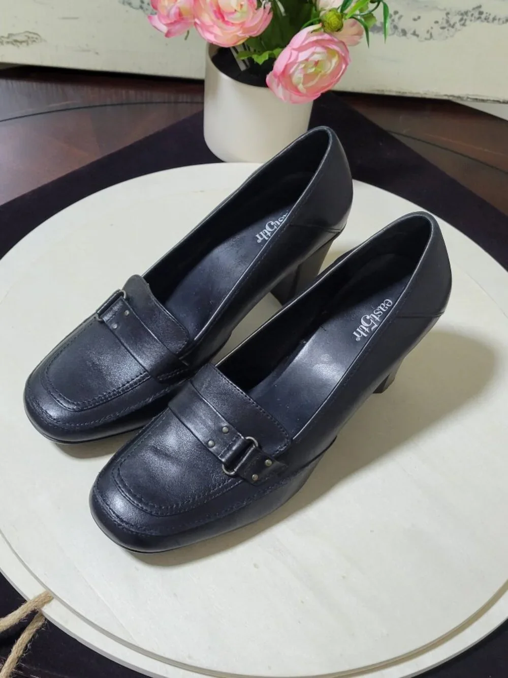 East 5th Black Leather Mary Jane Pumps  [Item #SP11]